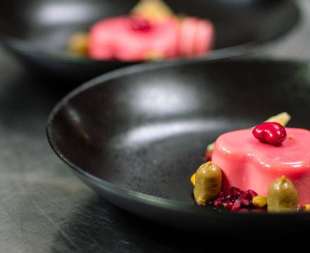 Detailaufnahme Granatapfel Dessert